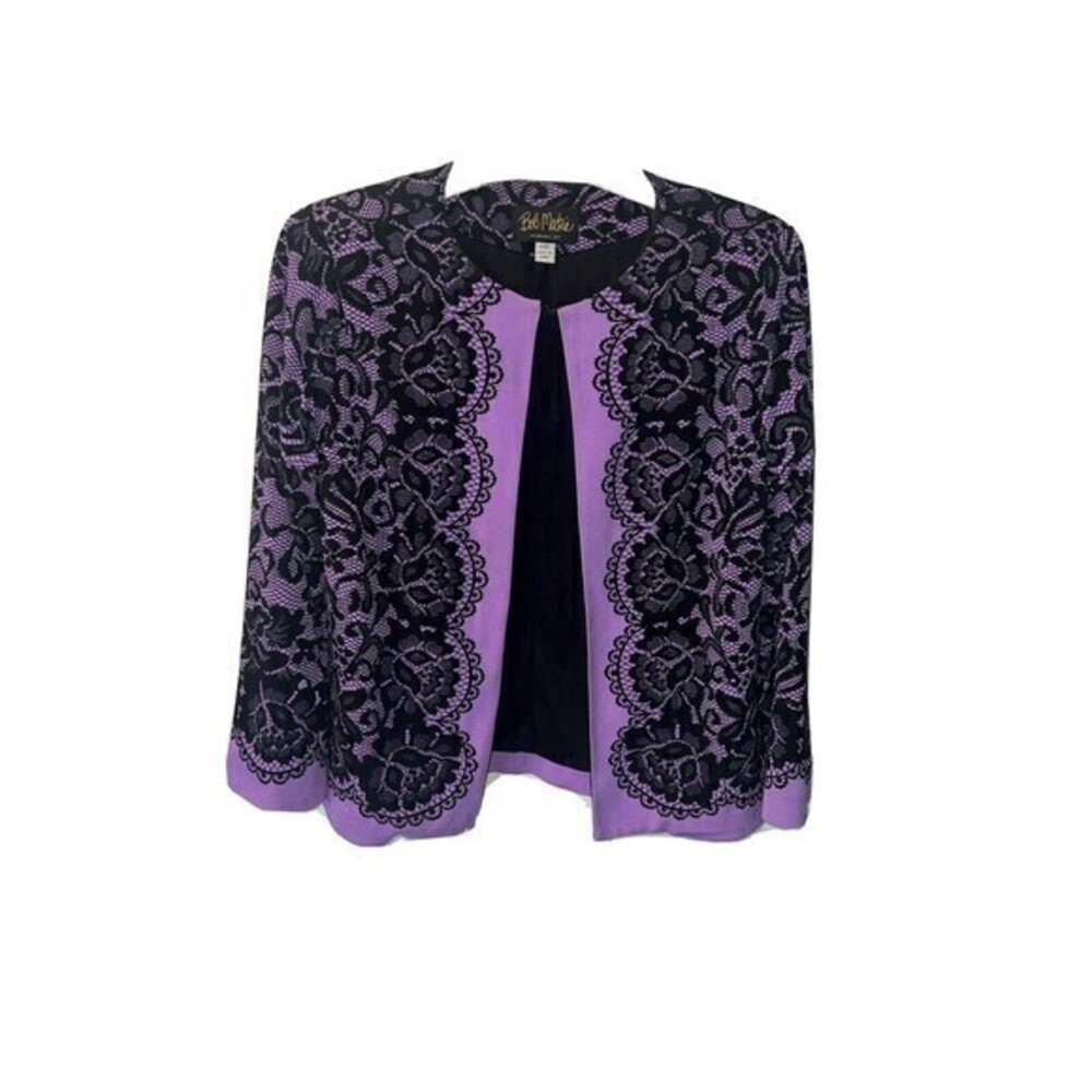 Bob Mackie Wearable Art Open Jacket Lilac‎ Black Ladies XXS